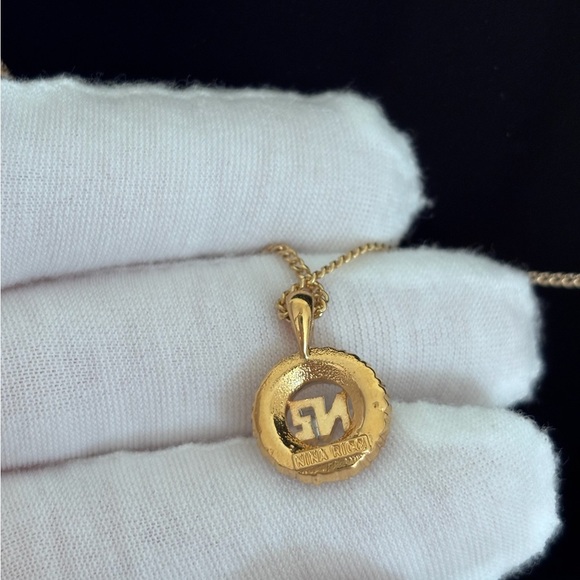 Nina Ricci Gold Silver Two-Tone Crystal Pendant Chain Necklace Luxury Designer - Picture 3 of 8